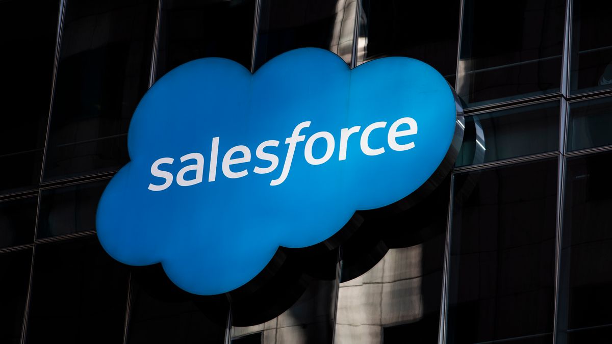 The Salesforce logo is seen at its headquarters in San Francisco