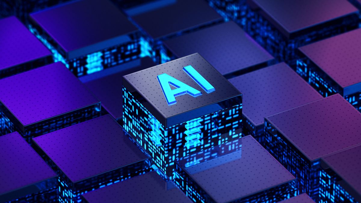 The letters AI on a digital block