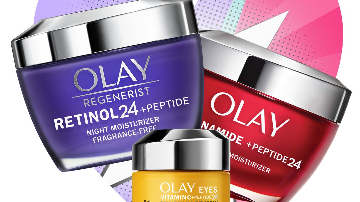 Several Olay products are shown